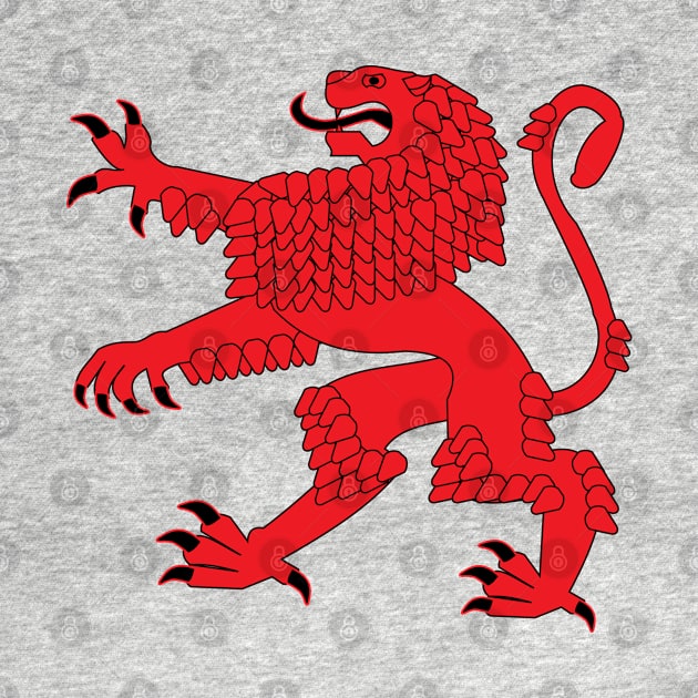 Heraldic Rampant Lion (red) by PabloDeChenez